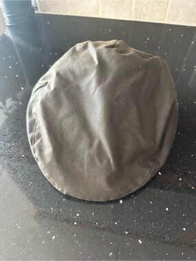 Barbour Waxed Cotton Flat Cap Hat Tartan Plaid Lining Brown Size 7 1/8